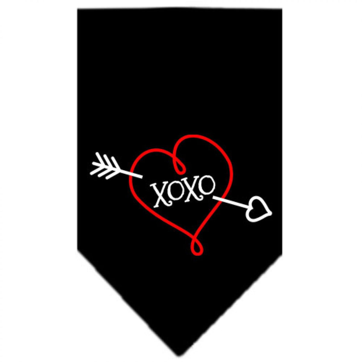Pet and Dog Bandana Screen Printed, &quot;XOXO&quot; Black Small