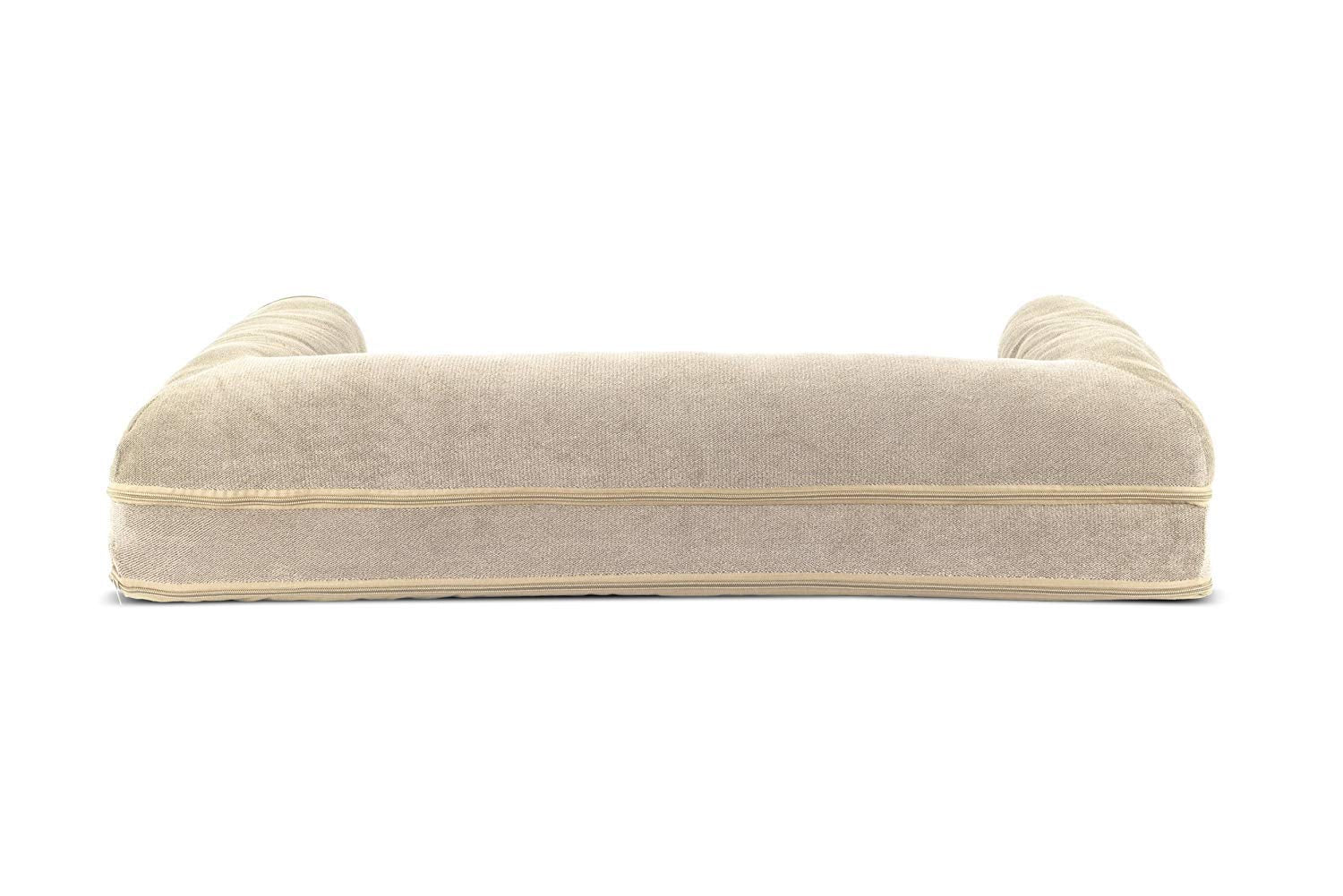 Furhaven Cooling Gel Dog Bed for Large/Medium Dogs w/ Removable Bolsters & Washable Cover, For Dogs Up to 55 lbs - Sherpa & Chen