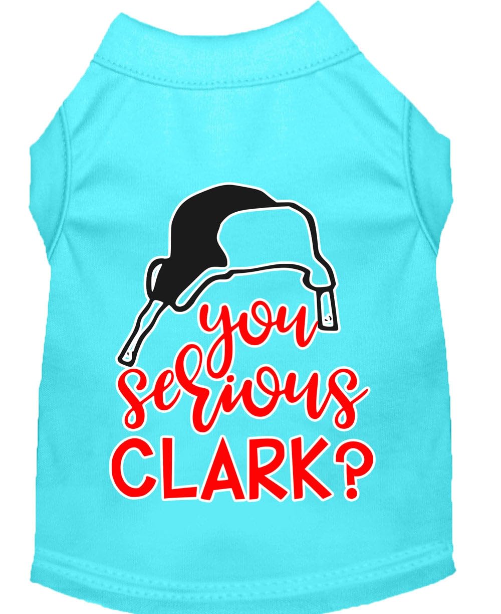 Christmas Pet Dog & Cat Shirt Screen Printed, 'You Serious, Clark?' Aqua Xl (14-20 Lbs.)