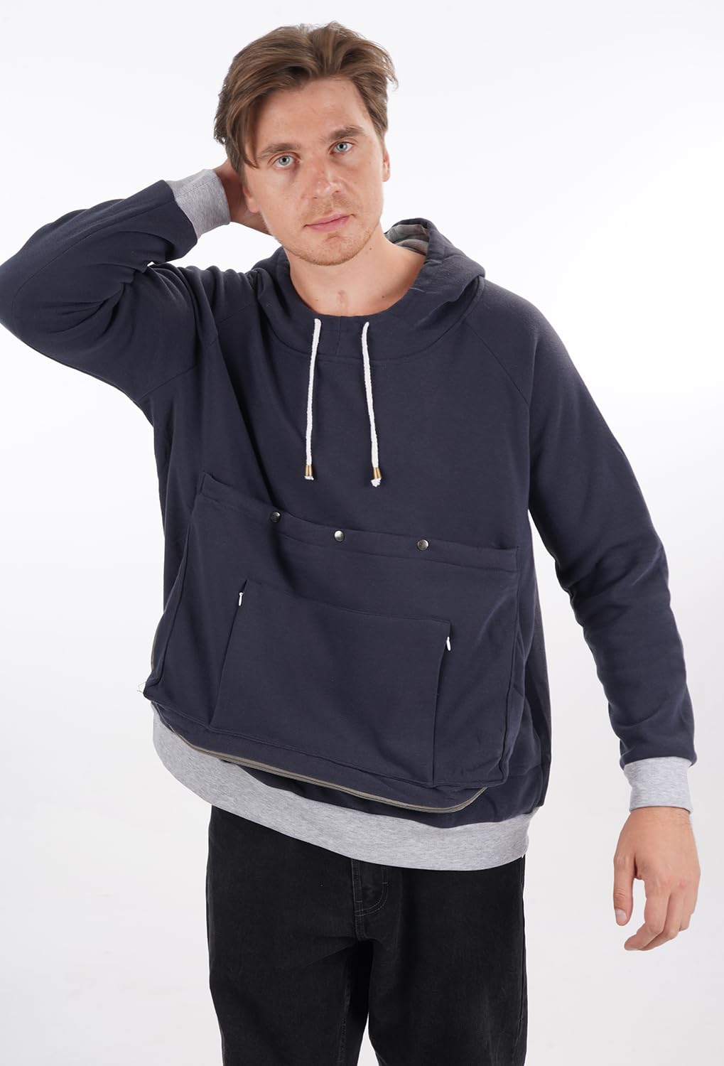 Kei Tomlison Pet Cat Dog Pouch Hoodie Small Animal Carrier - Kitten Puppy Pouch Sweatshirt Holder Fleece Unisex Hoodies Navy