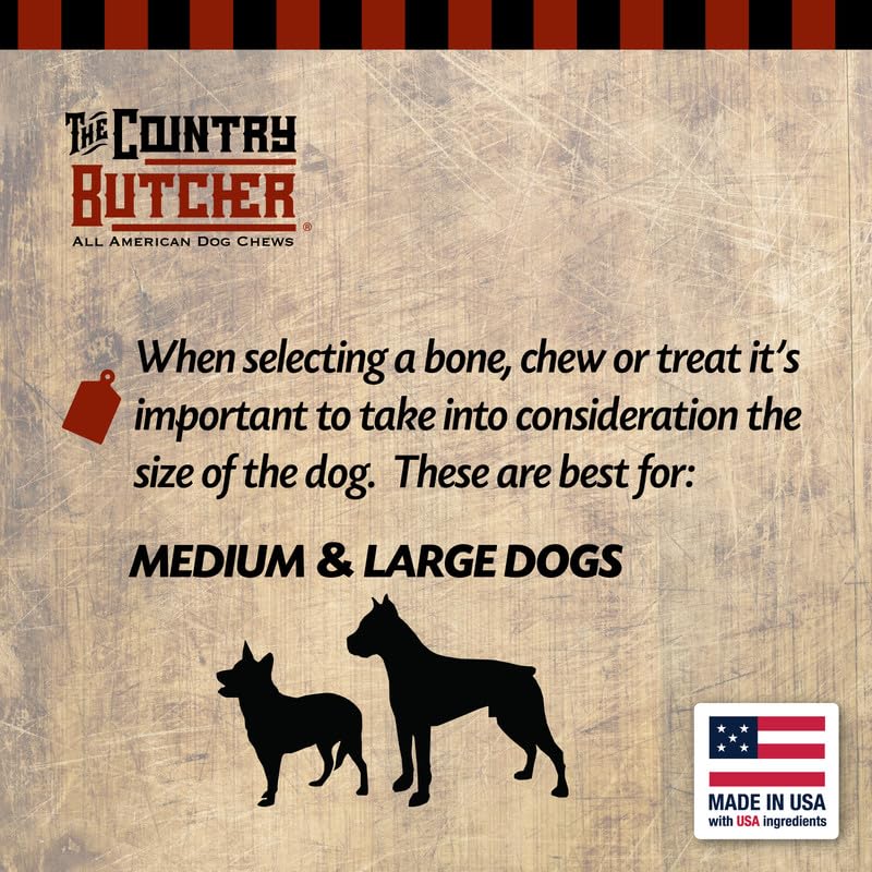 THE COUNTRY BUTCHER Pork Roll Dog Chews for Large Breed Dogs, Natural, Dental Treat, Made in The USA, 10 Count - Rawhide Free, N
