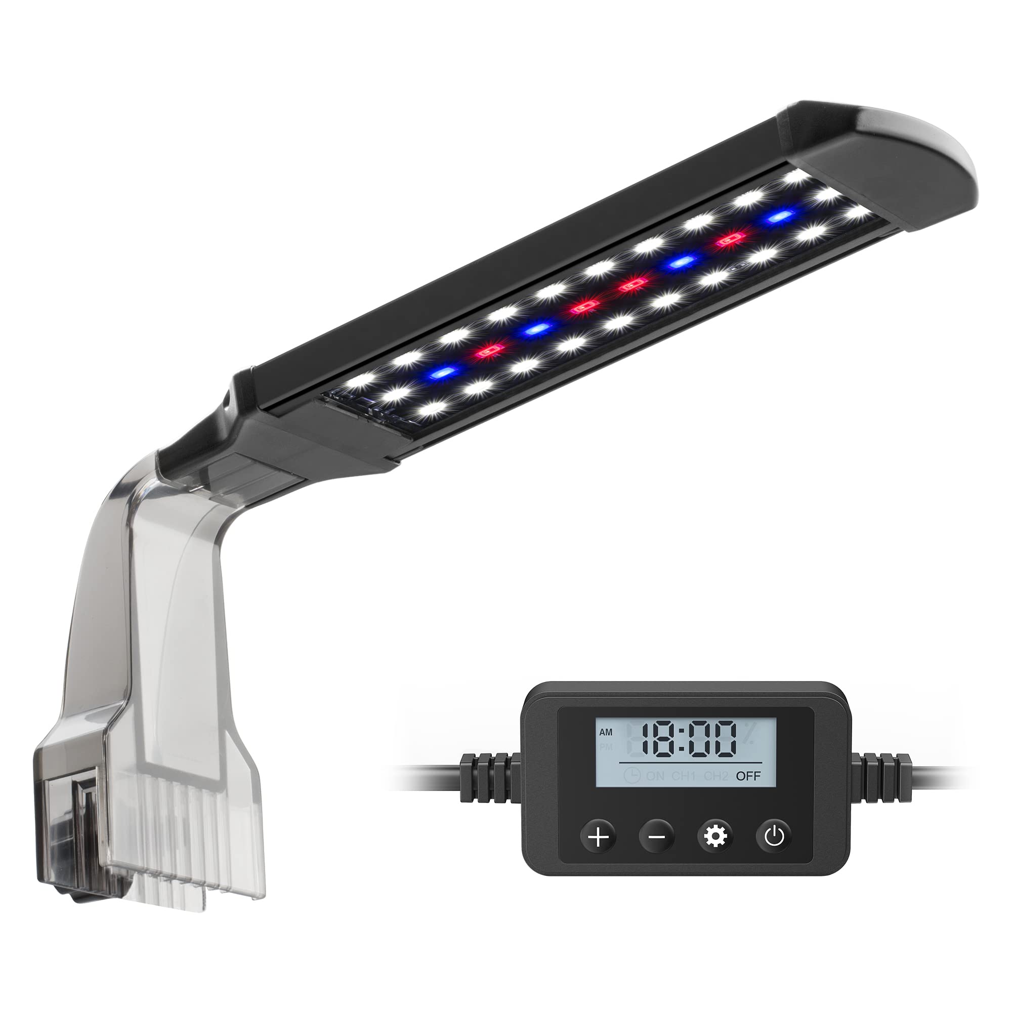 Nicrew Clip On Aquarium Light, Fish Tank Light With White, Blue And Red Leds, Planted Aquarium Light For Nano Tank, 2 Lighting Modes