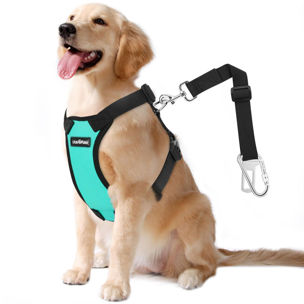 Vavopaw Dog Vehicle Safety Vest Harness, Adjustable Soft Padded Mesh Car Seat Belt Leash Harness With Travel Strap And Carabiner For Most Cars, Xxl Size, Blue