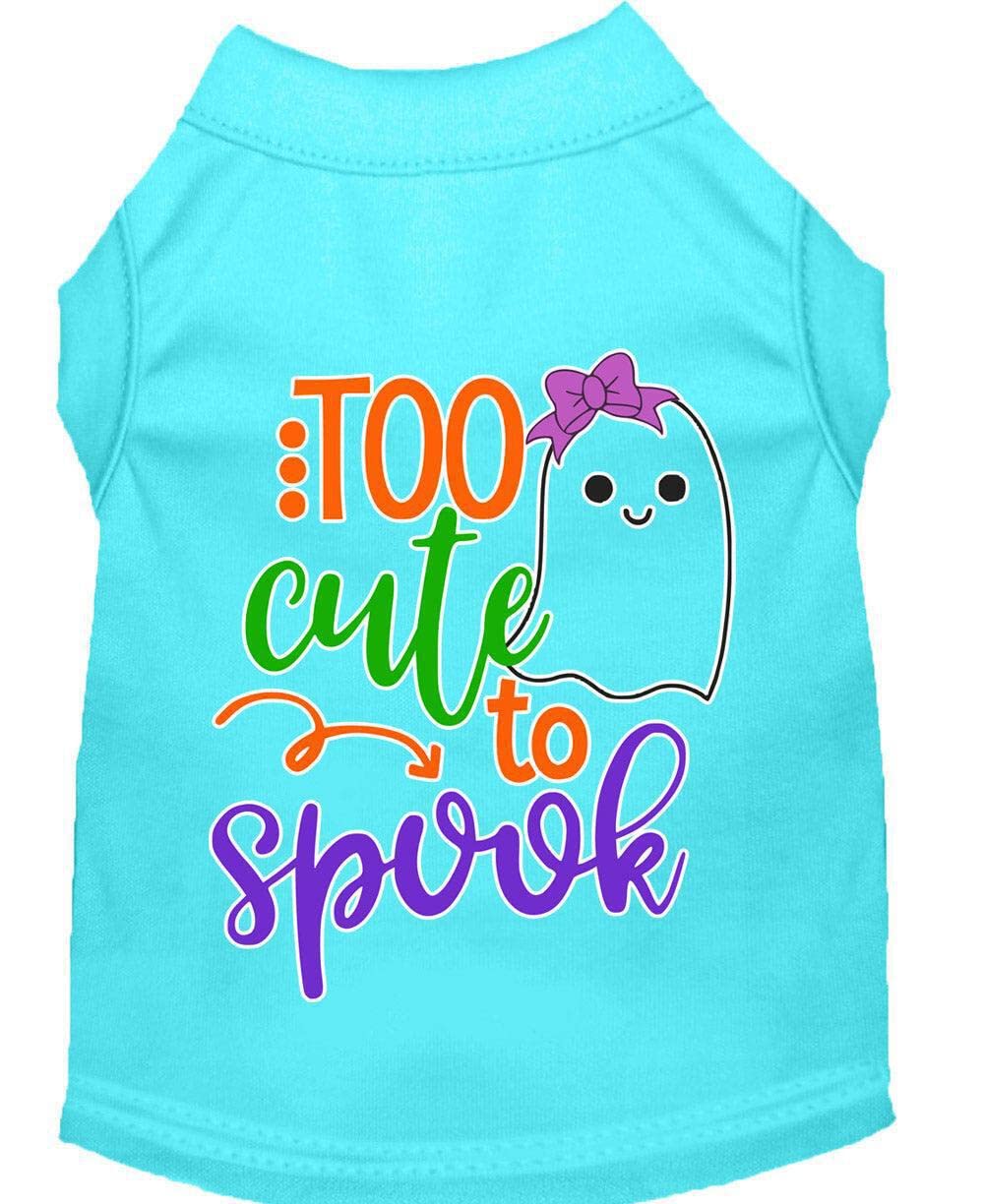 Halloween Pet Dog & Cat Shirt Screen Printed, &quot;Too Cute To Spook - Girly Ghost&quot; Aqua XL (14-20 lbs.)