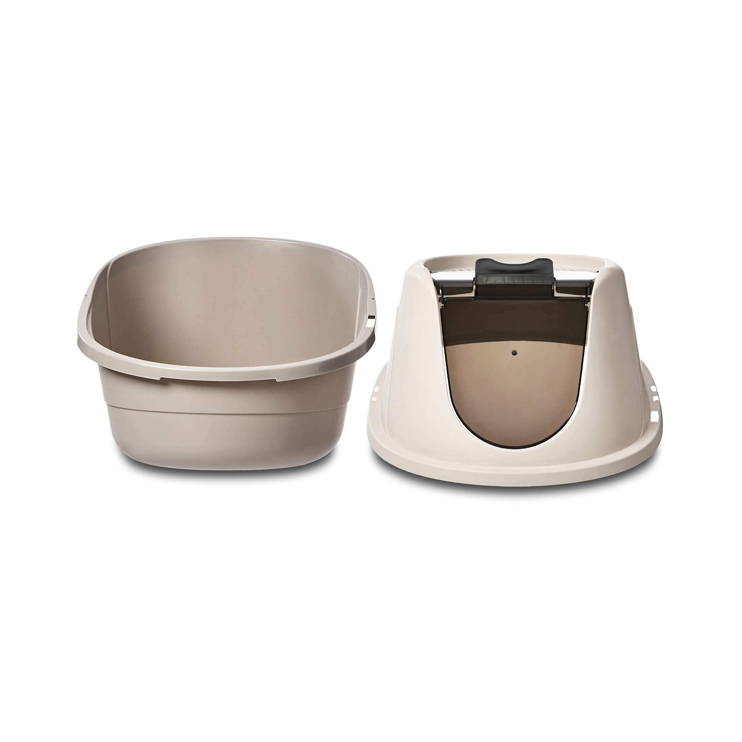 Amazon Basics No-Mess Enclosed Hooded Cat Litter Box, Multicolor, 21 x 16 x 15, Ideal for Clean and Odor-Free Cat Care