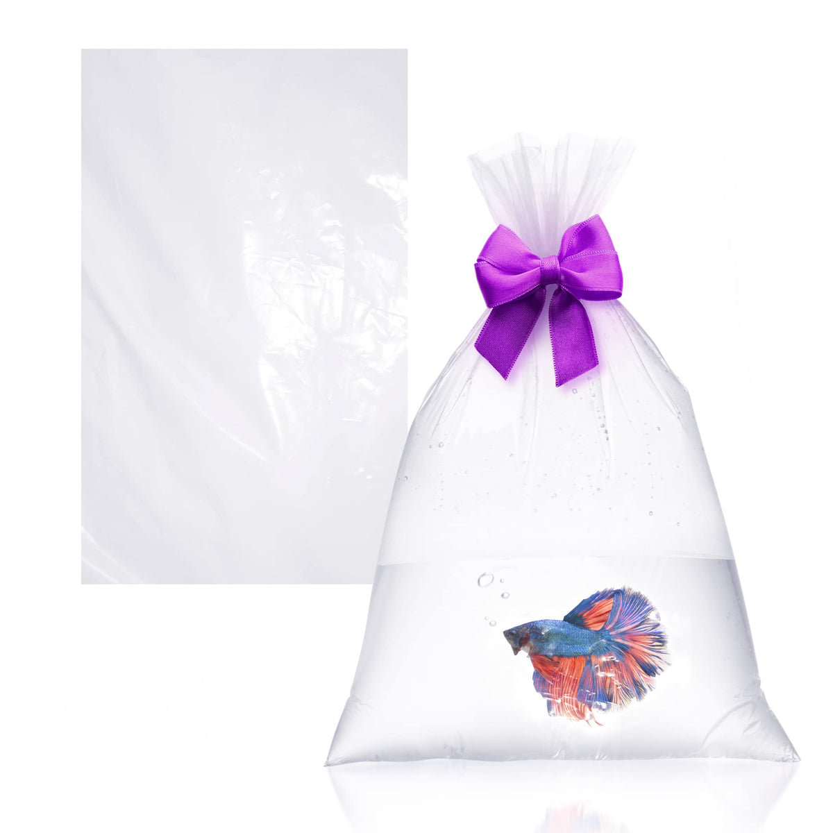 AMZ Supply APQ Clear Plastic Fish Bags 6 x 12 Inch, Pack of 50 Open End Plastic Bags for Fish Transport, Waterproof Live Fish Sh