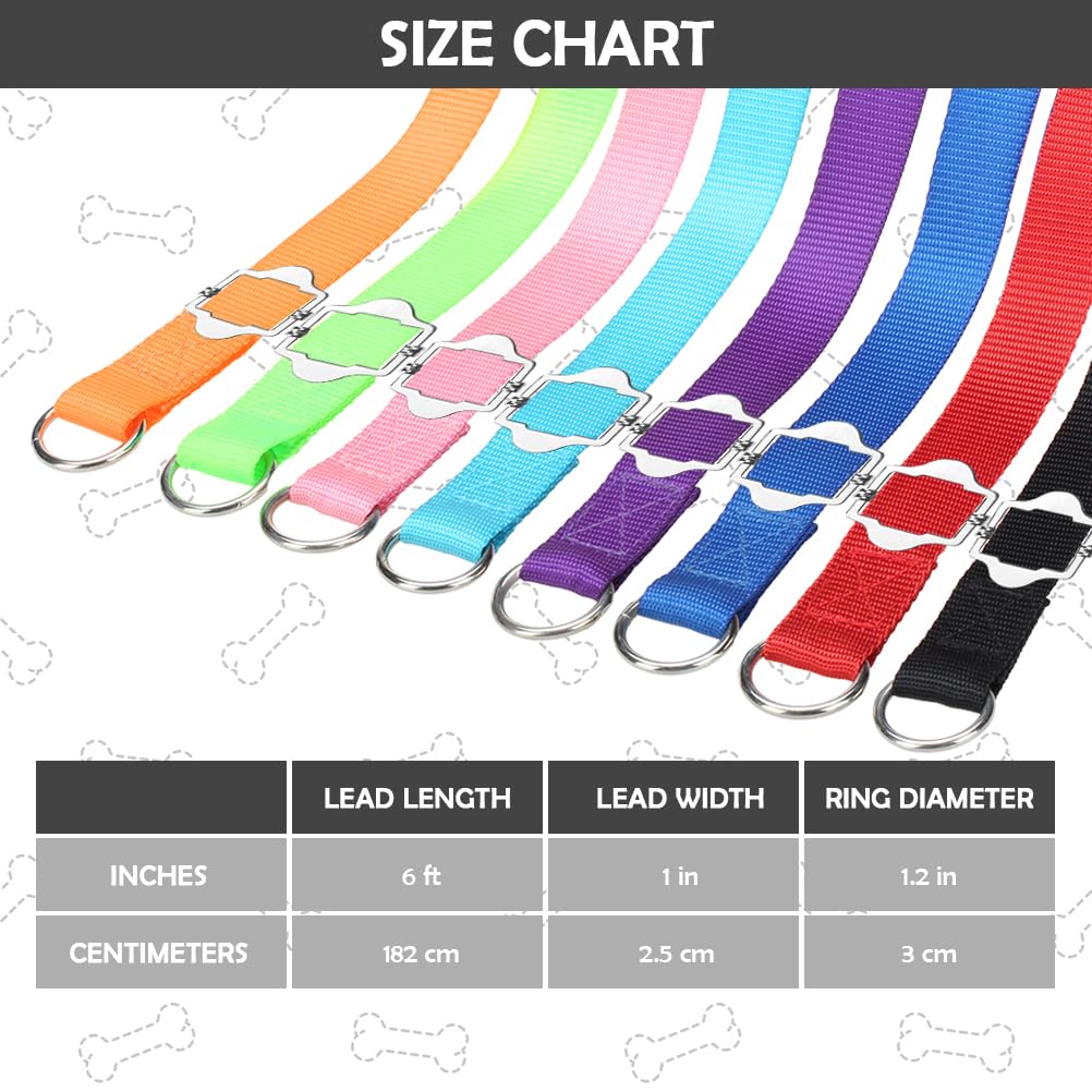 Homimp Slip Lead Dog Leash 6 Ft-8 Pcs Bulk Colors Kennel Control Leashes For Small Medium Large Dogs Puppy Animal Rescue, Groomi