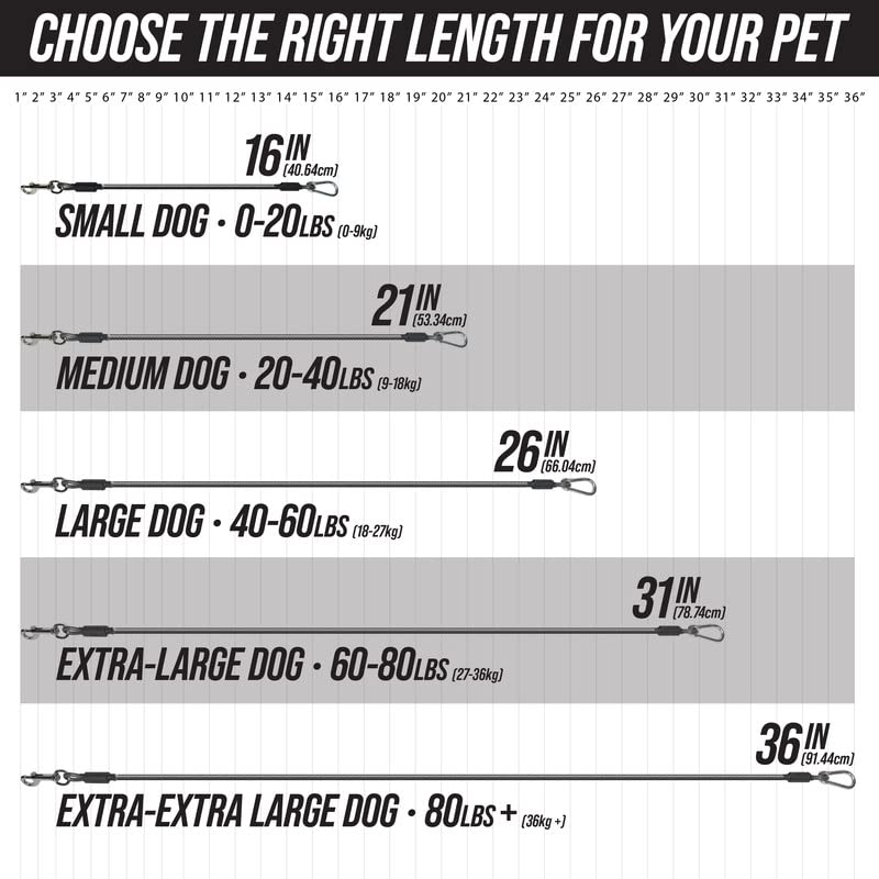 Leash Boss Dog Car Seat Belt Restraint - No-Chew Heavy Duty Car Seatbelt For Pets - 5 Sizes - Coated Steel Rope To Prevent Chewing (Small - 16 Inch, Black)