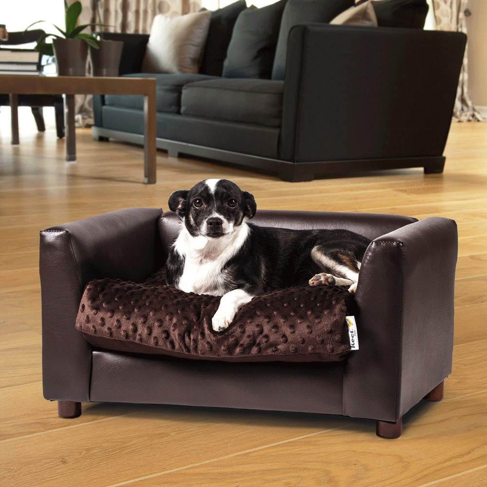 Keet Fluffy Deluxe Pet Bed, Sofa Charcoal, Small