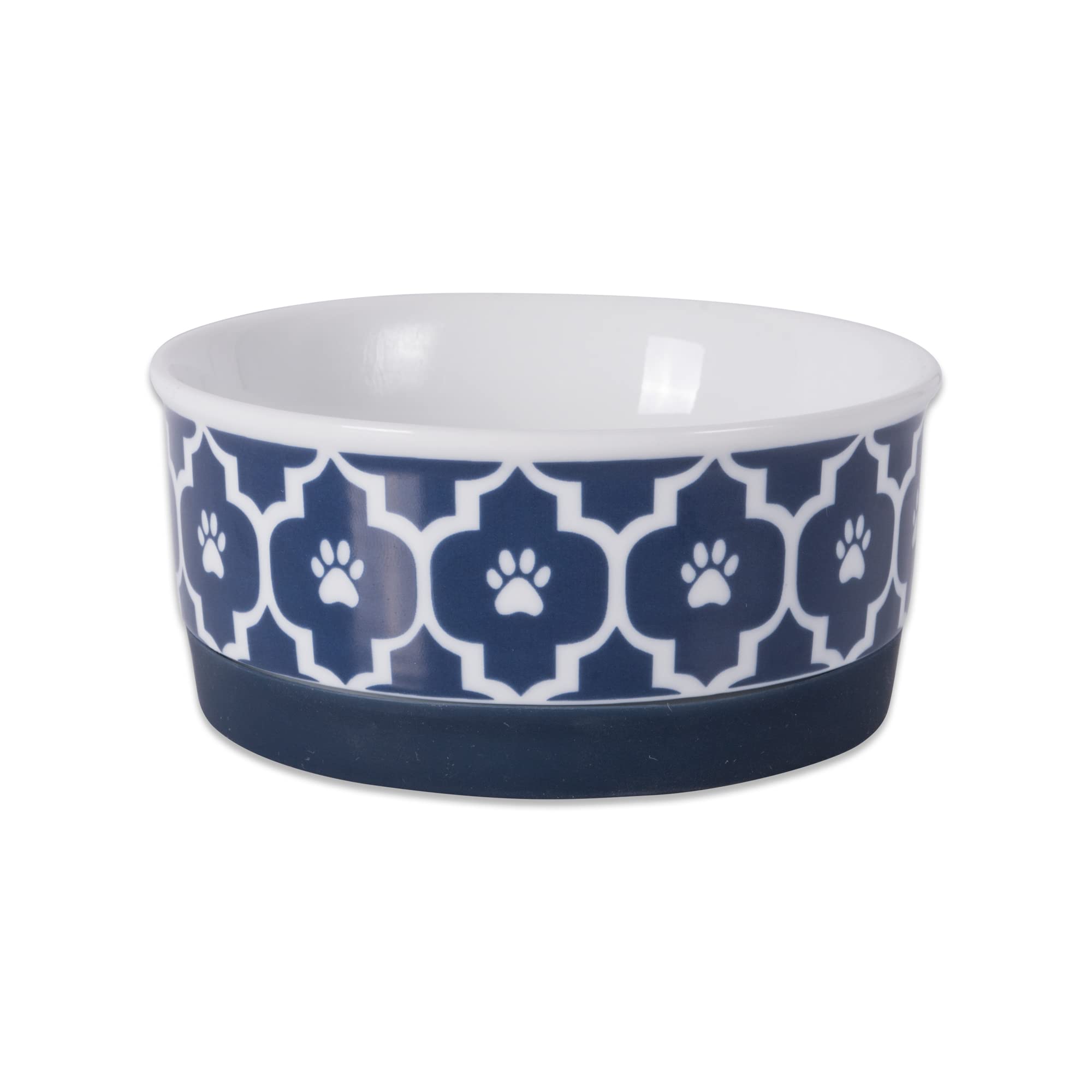 Bone Dry Lattice Collection Pet Bowl & Canister, Single Dish, Small 4.25x2, Nautical Blue