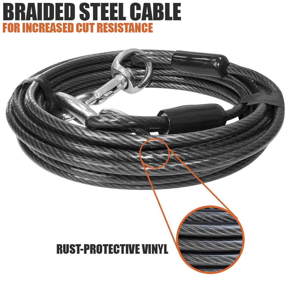Bv Pet Super Heavy Xxl Tie Out Cable For Dogs Up To 250 Pound, 25 Feet