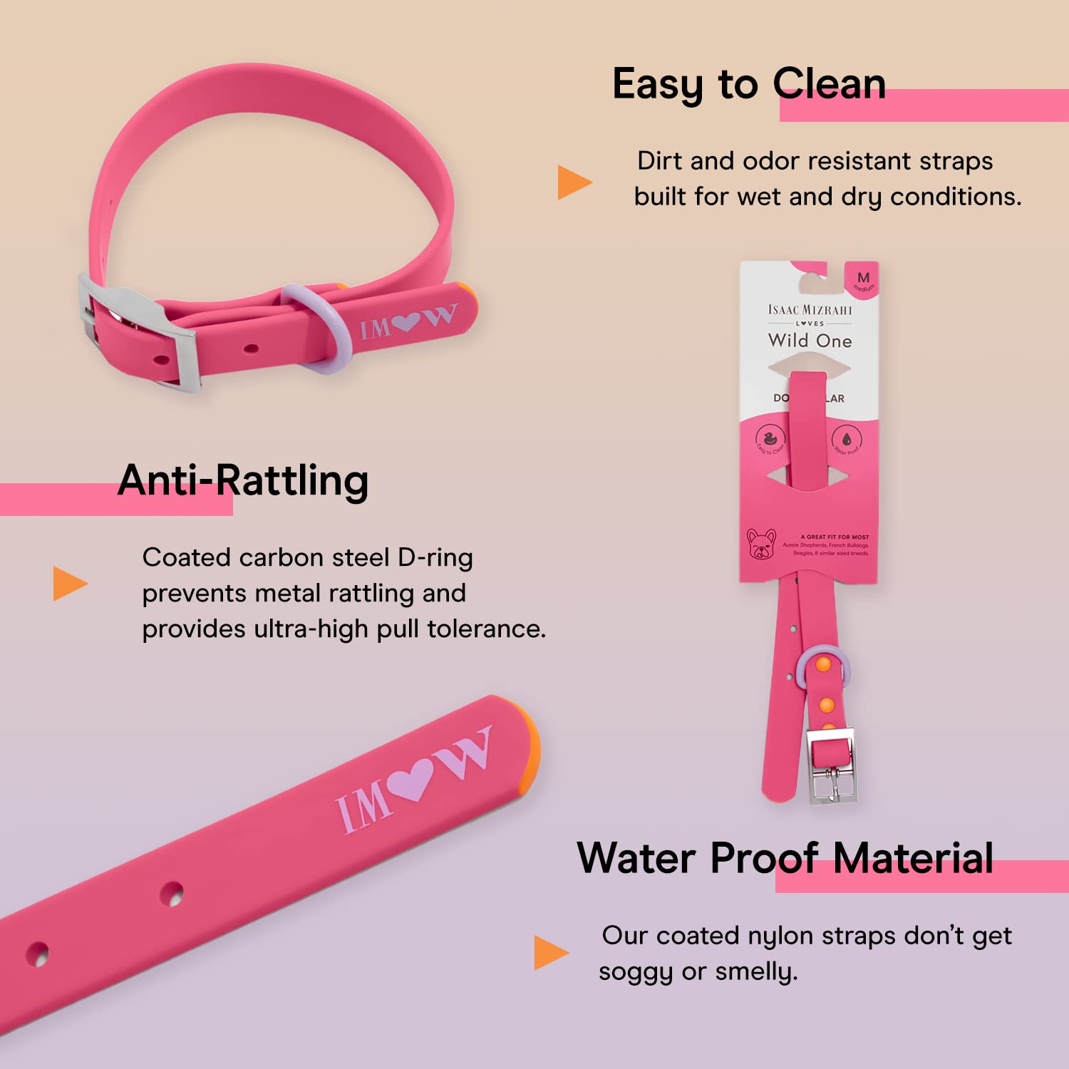 Wild One Dog Collar, Easy-Clean, All Weather Flex-Poly Strap With Metal, Durable, Dirt And Odor Resistant (Cosmopolitan, Xl)