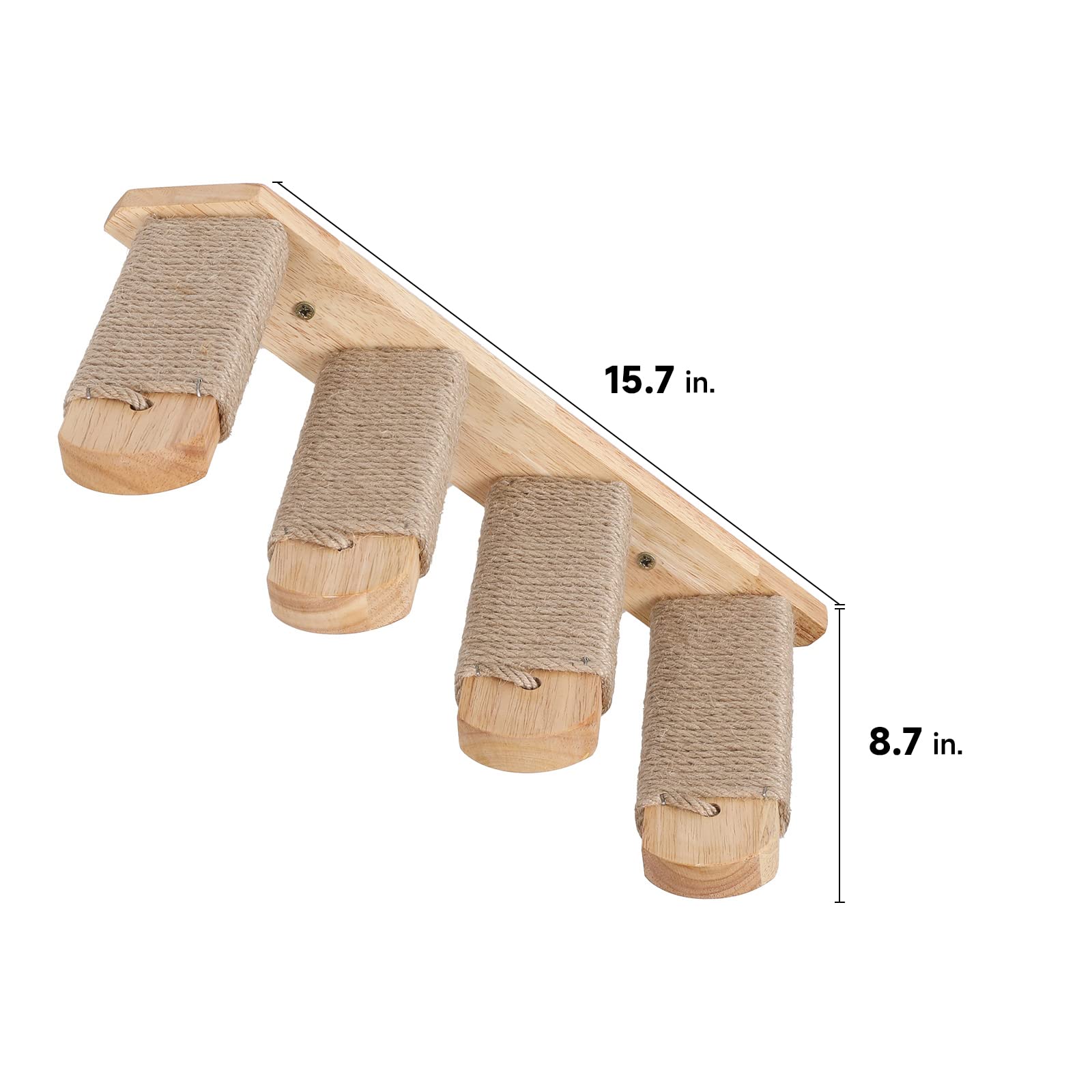 FUKUMARU Cat Climbing Shelf Wall Mounted, Four Step Cat Stairway with Jute Scratching for Kitten Perch Platform Walls Furniture