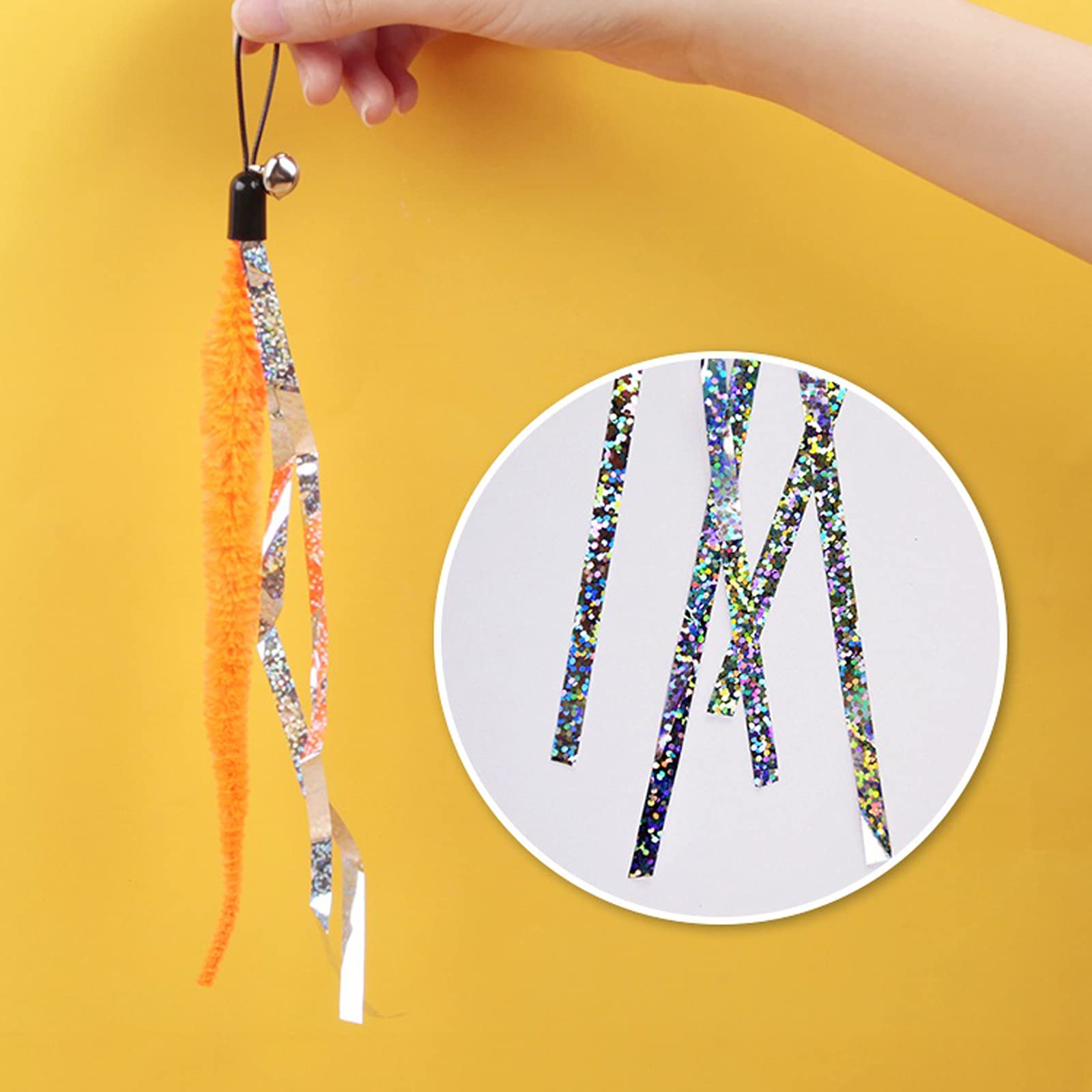 Ismeally 10Pcs Cat Worm Toys Refills, Interactive Cat Wand Toy Replacement, Cat Worms Refills With Bell, Feather Worm Teaser Ref