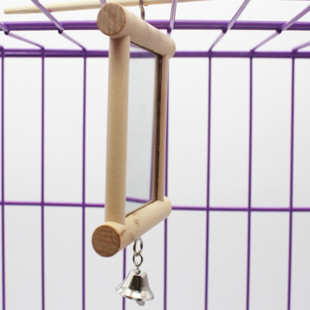 Hypeety Pet Bird Mirror With Bell Interactive Parrot Toy For Parrot Macaw African Greys Budgies Cockatoo Parakeet Cockatiels Conure Lovebird Cage Bells Mirror (C)