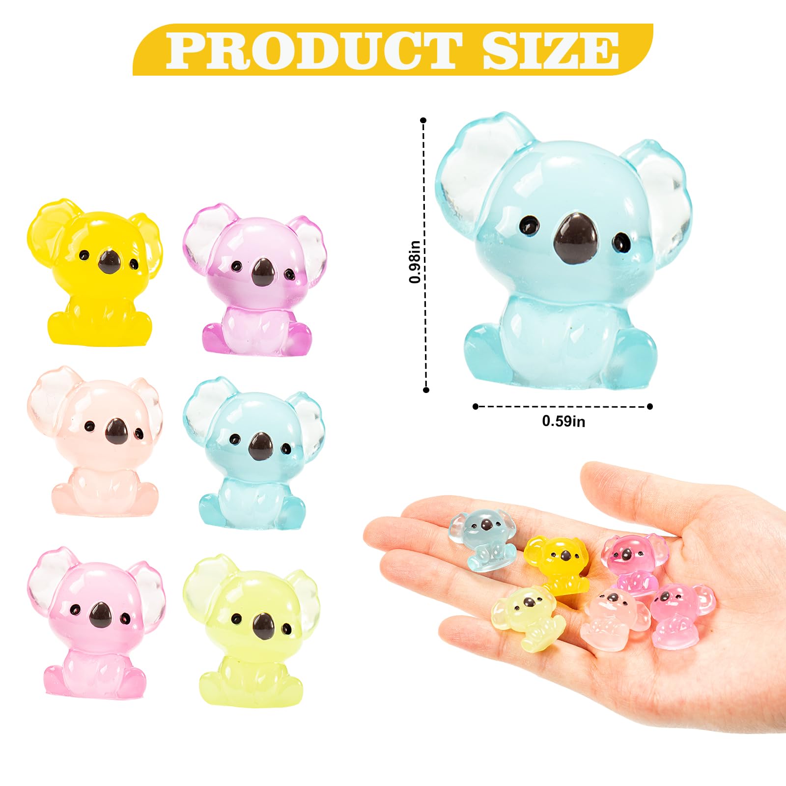 GTUDOR Mini Resin Koala, 24Pcs Luminous Koala Figurines, Glow in The Dark Animal Ornament, Tiny Koalas Statues for Garden Doll R