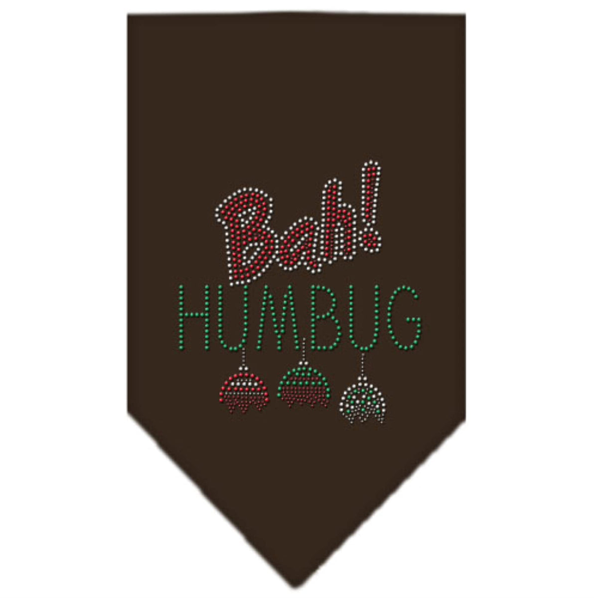 Christmas Pet and Dog Bandana Rhinestone, Bah Humbug Brown Small