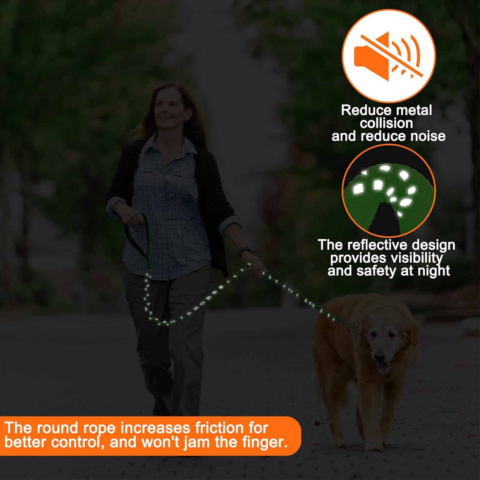 Homimp Chew Proof Dog Leash For Medium Large Dogs, Reflective 6 Ft Heavy Duty Metal Chain Dog Leashes With Soft Padded Handle, A