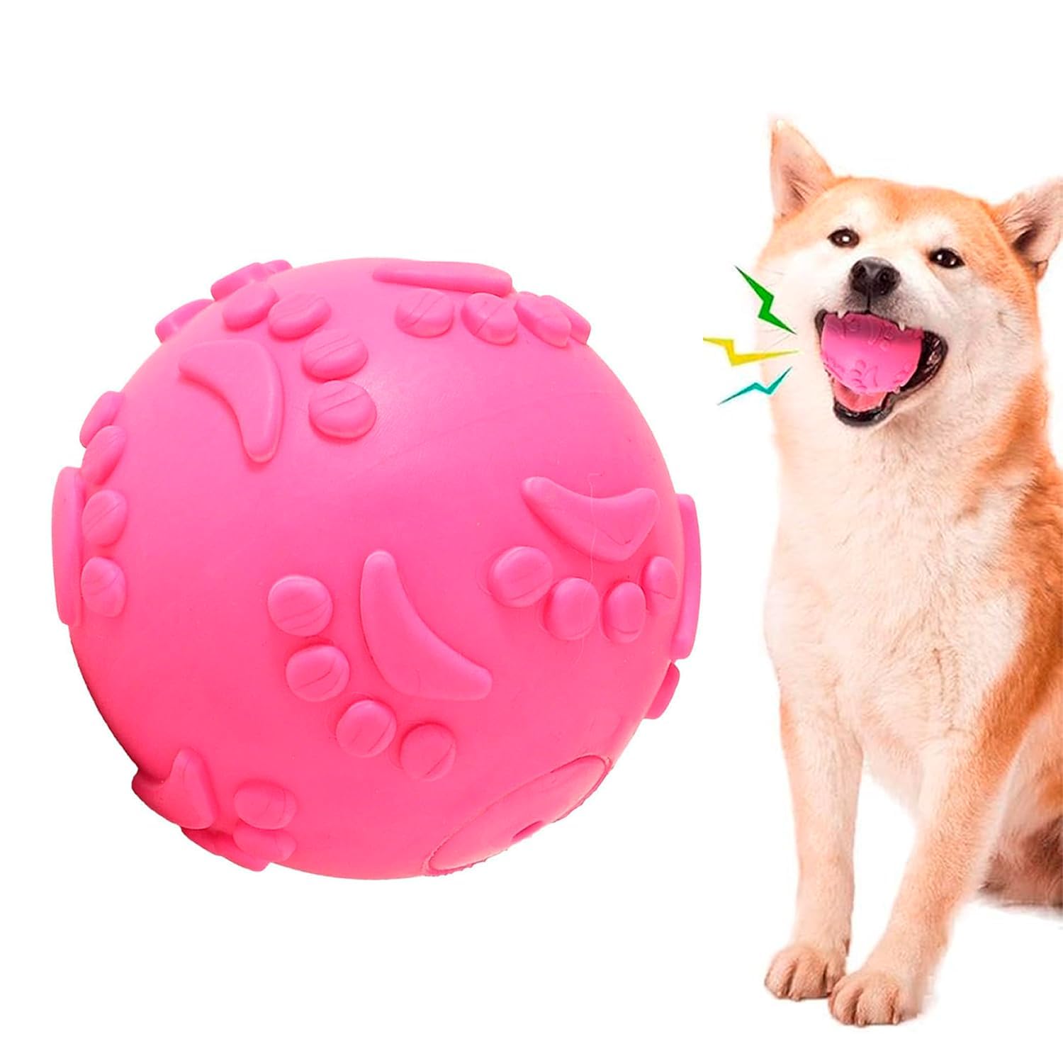 KittuPet Natural Latex Rubber Squeaky Ball Toy  Durable, Cute Puppy Paw, Fetch & Chew Safe Play Toy | Reduce Separation Anxiety