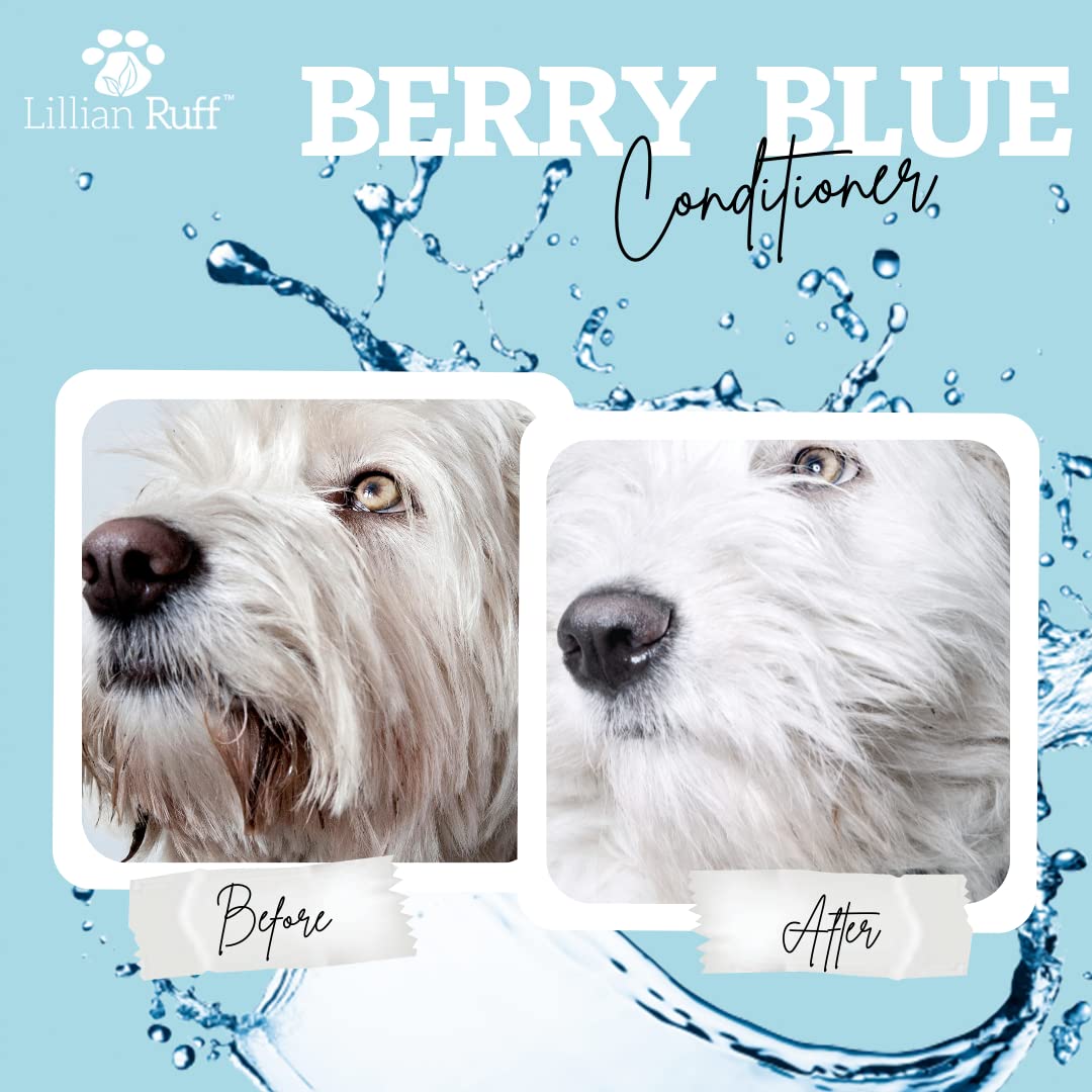Lillian Ruff Berry Blue Brightening Face And Body Conditioner For Dogs & Cats - Tear Free Blueberry Conditioner - Remove Tear St