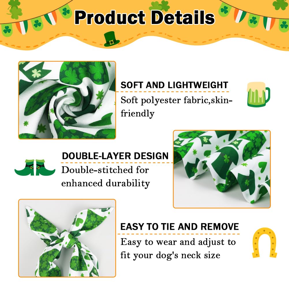 Vivifying St. Patrick'S Day Dog Bandana, 2 Pack Bandanas For St. Patrick'S Day Clothes Outfits, Reversible Triangle Dog Scarf, P