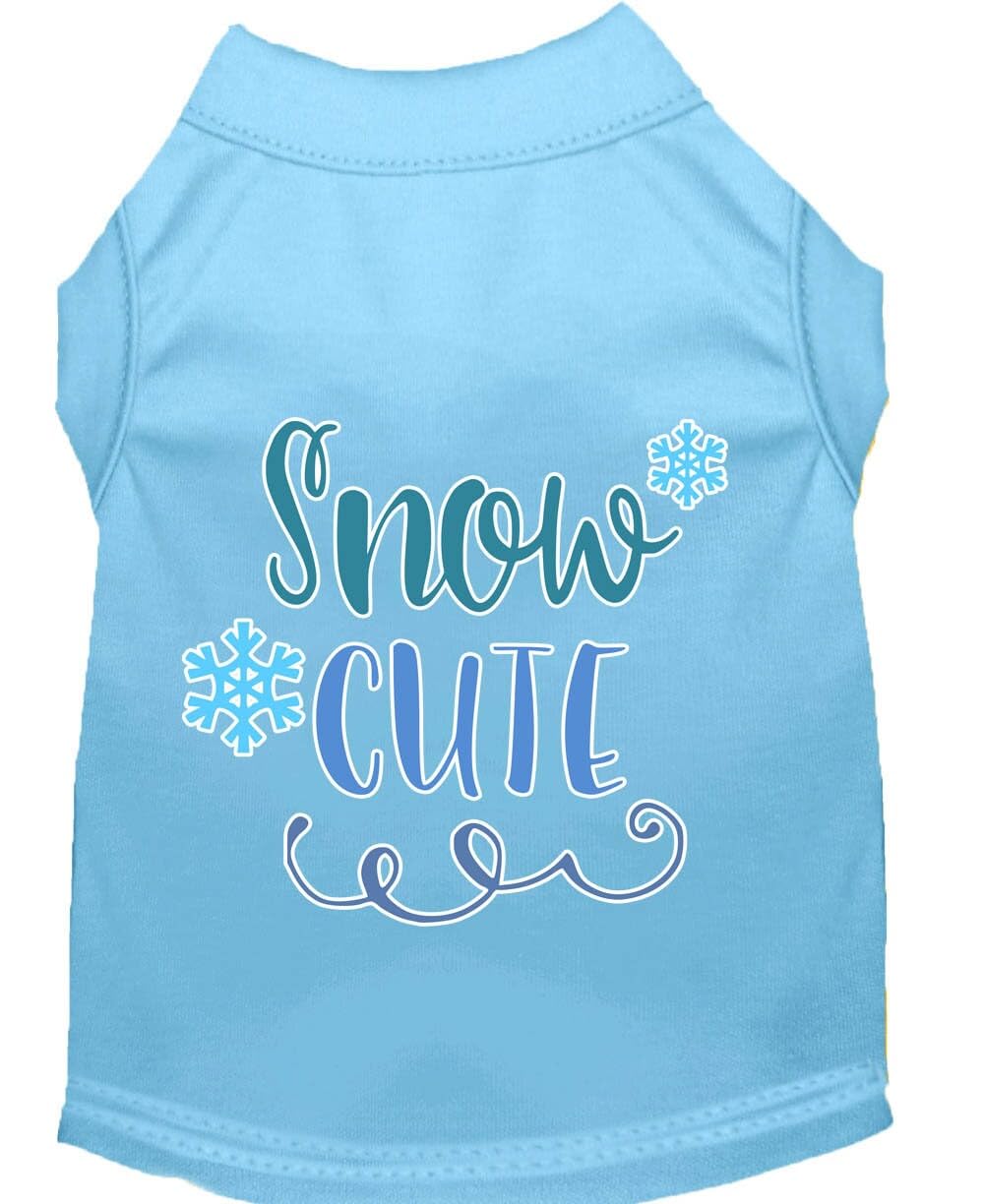 Christmas Pet Dog & Cat Shirt Screen Printed, &quot;Snow Cute&quot; Baby Blue XS (0-3 lbs.)