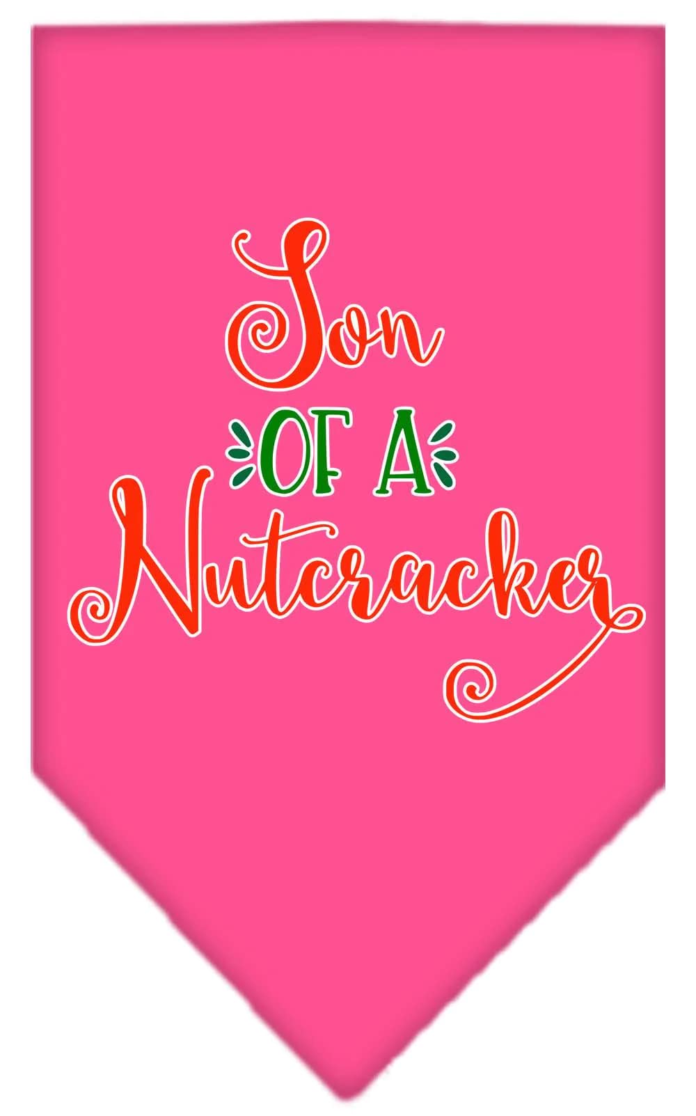 Christmas Pet and Dog Bandana Screen Printed, "Son Of A Nutcracker" Bright Pink Large