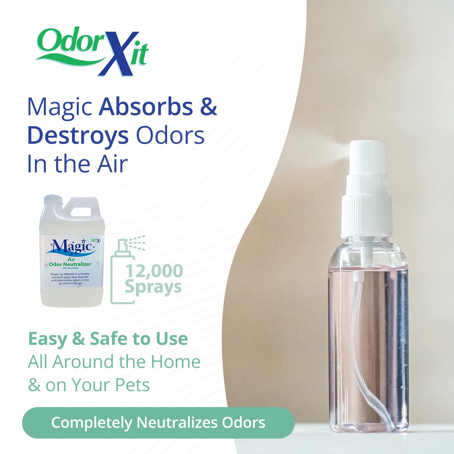Odorxit Magic Air Odor Neutralizer Spray, Powerful Dog & Cat Urine Odor Neutralizer, Safe Air Refresher For Home, Safe Odor Abso
