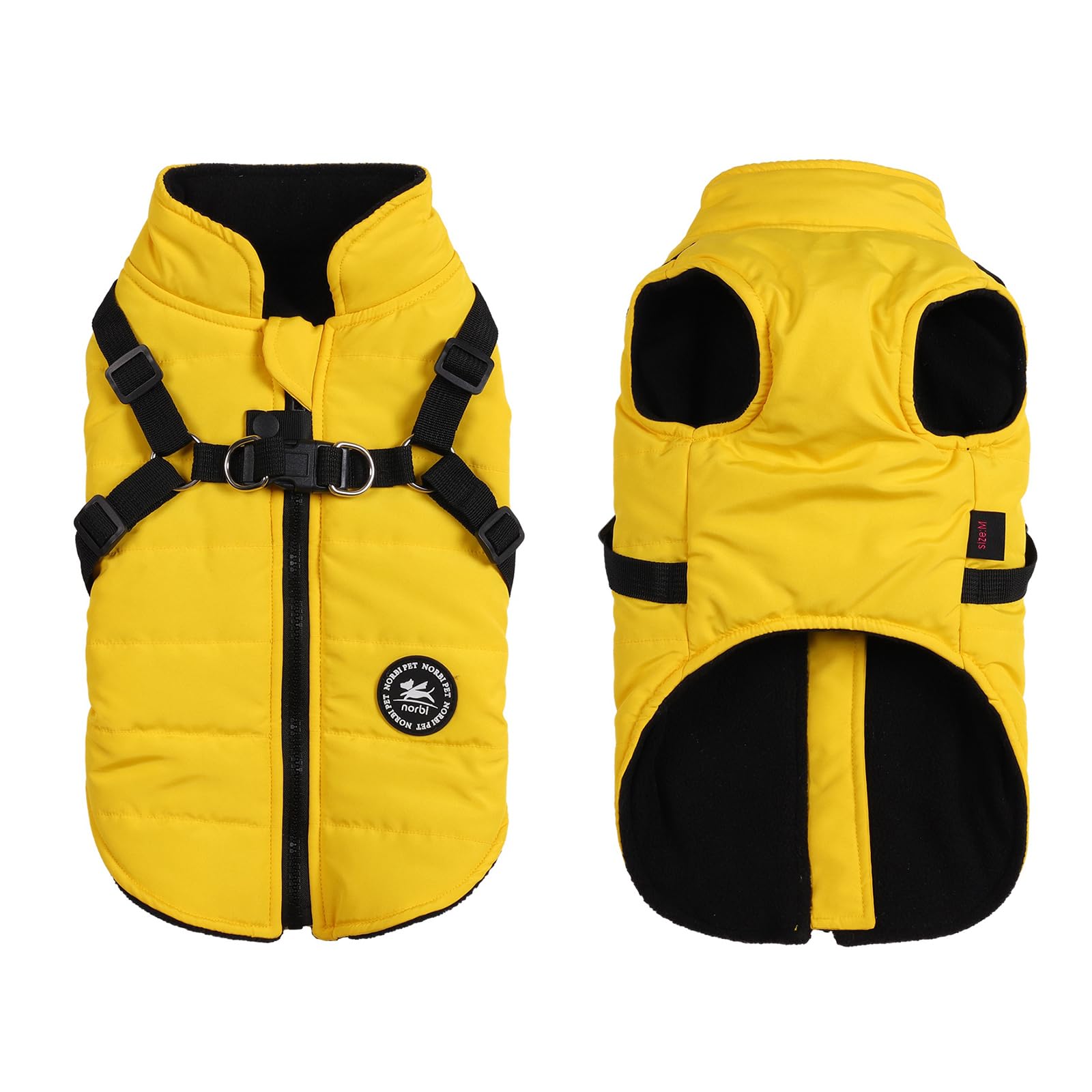 Norbi Dog Winter Jacket With Built-In Harness - Adjustable Warm Coats For Small To Large Dogs - Cold Weather Protection