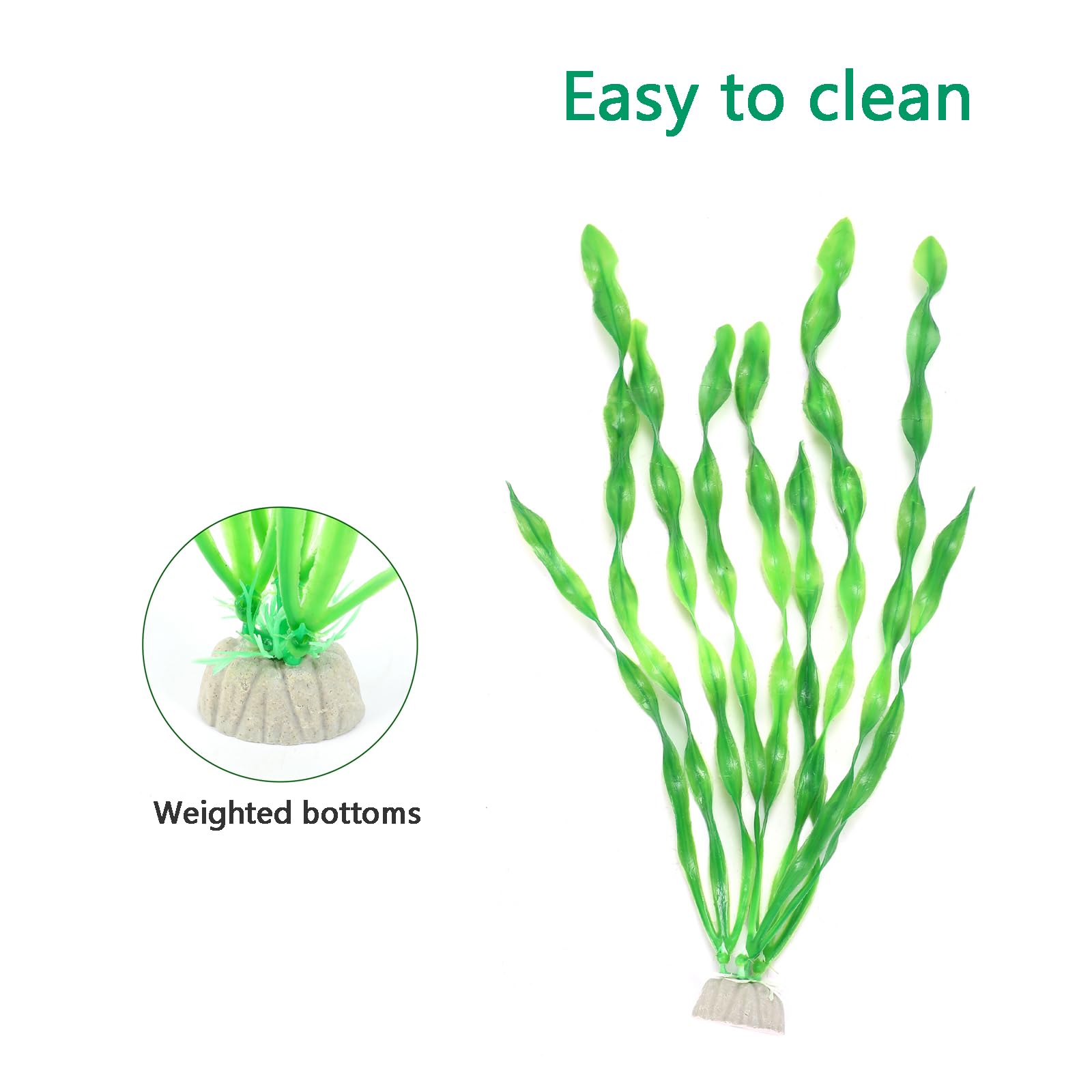Aquaneat Fish Tank Artificial Plants, Aquarium Plastic Seaweed Decorations, 12Inch Tall Fake Green Accessories, 10 Packs