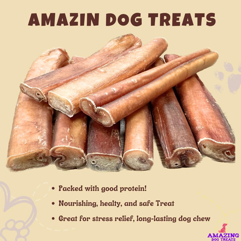 Amazing Dog Treats Bully Sticks 6 Inch - Extra Thick, Long Lasting - 25 Pcs/Pck