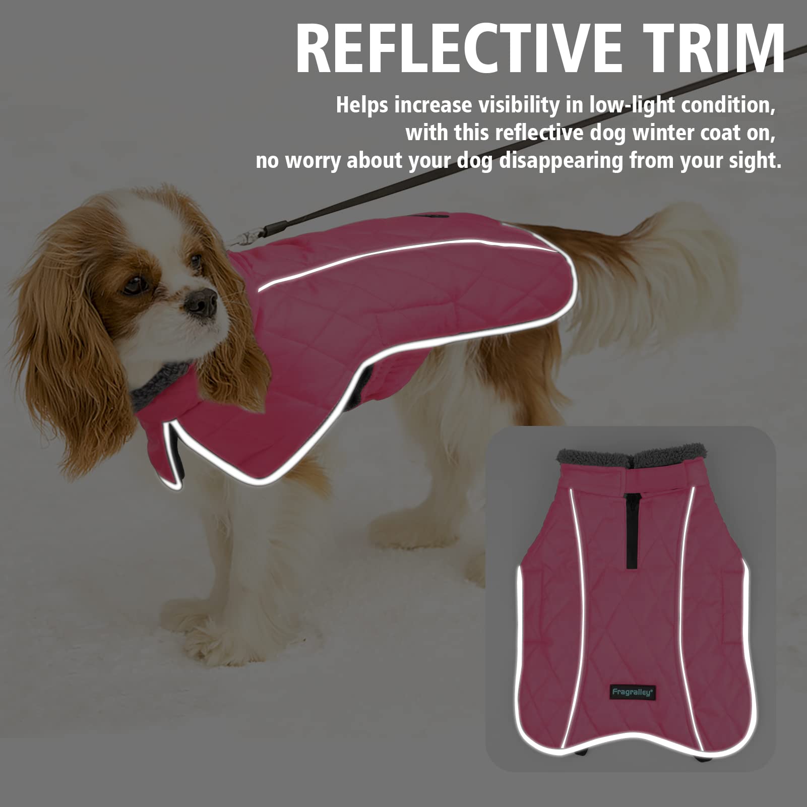 Fragralley Winter Coat Jacket, Windproof & Waterproof Dog Jacket, Adjustable Turtleneck Clothes For Dogs, Fleece Doggie Vest For