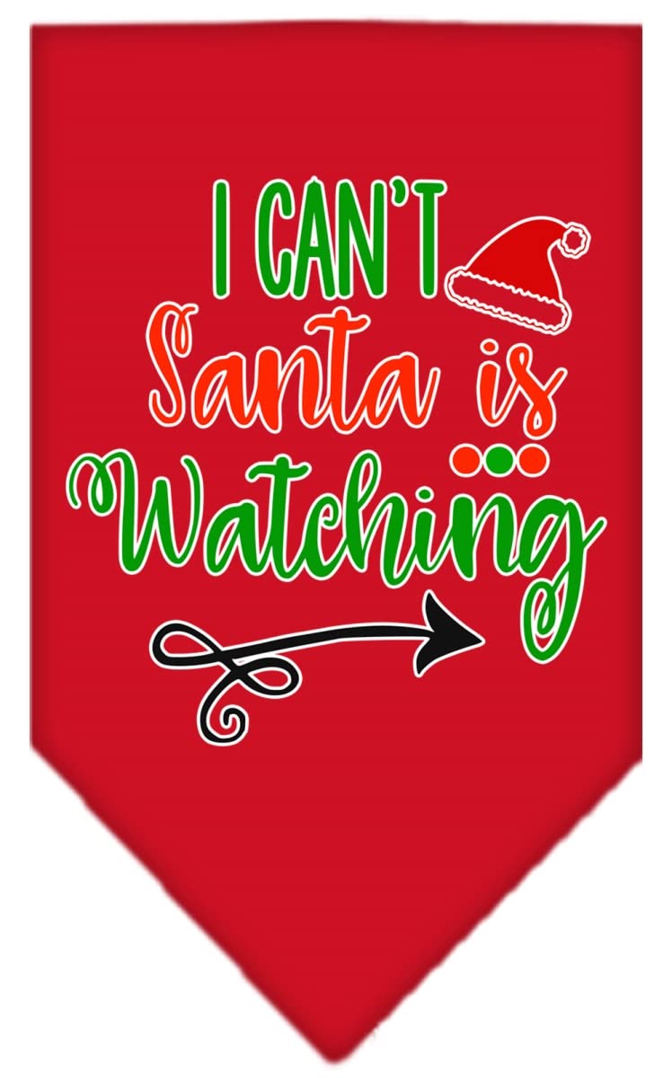 Christmas Pet and Dog Bandana Screen Printed, &quot;I Can't, Santa Is Watching&quot; Red Small