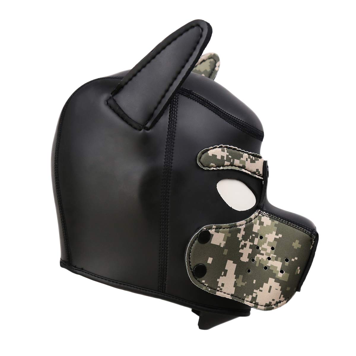 Leweceeo Neoprene Puppy Hood Camo Full Face Mask Cosplay Costume Dog Head Masks (Camo Green)
