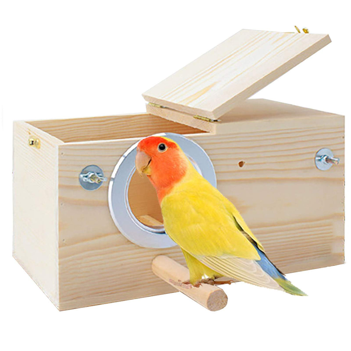 Kathson Parakeet Nest Box Budgie Nesting House Cockatiel Breeding Parrots Mating Box Wood Bird House For Cage Lovebirds Conure Cockatoo Large To Medium Birds (L)