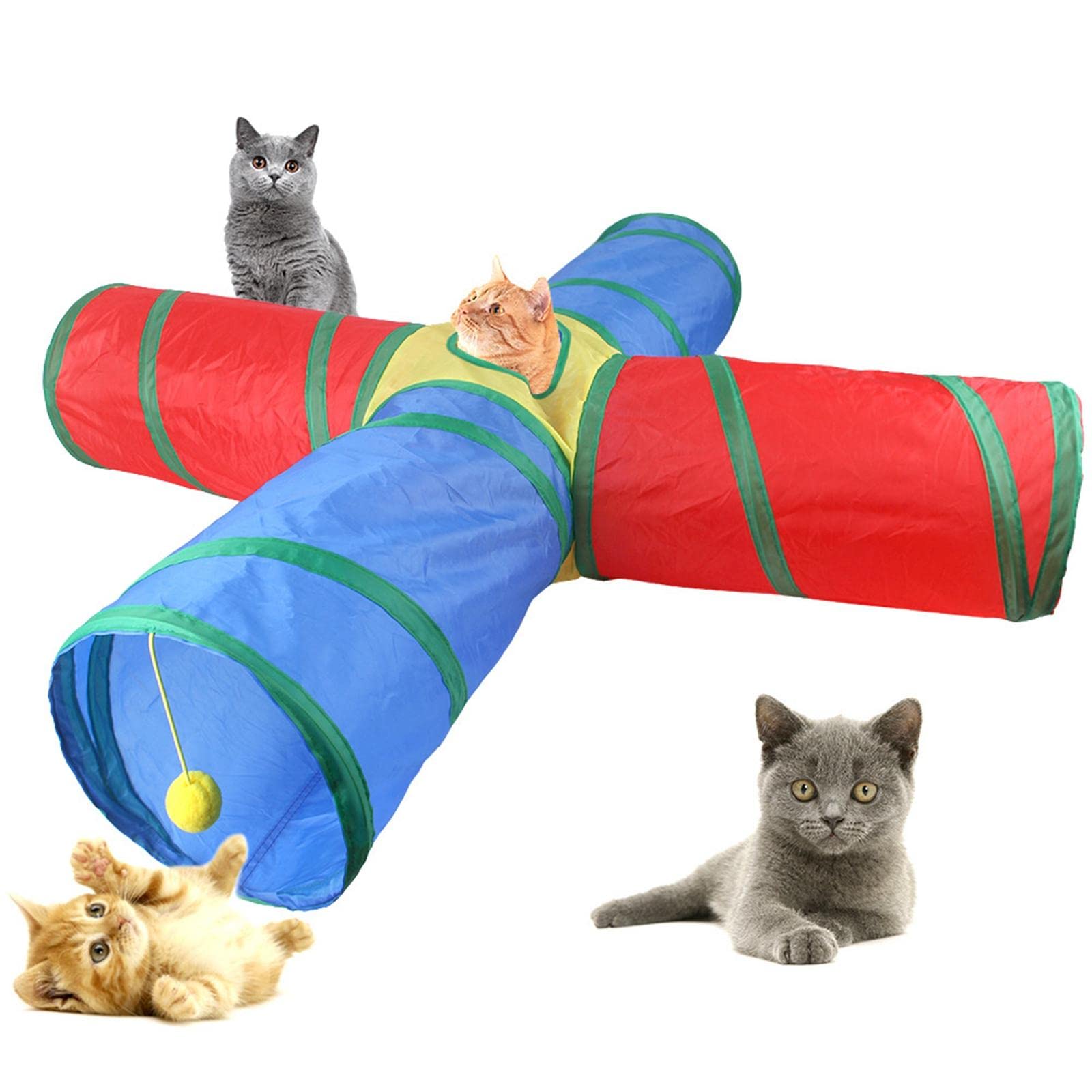 Ujeavette Cat Tunnels Play Tunnels 4Way Colorful For Bunny Passageway Tubes Training