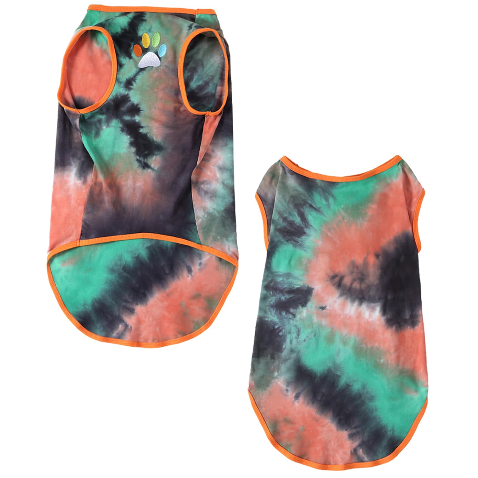 PriPre Dog Shirt Dog Vest Summer Tie Dye Dog Clothes Cool Breathable Cotton T-Shirt Medium Large Dog Boys Girls Shirt(GreenOrang