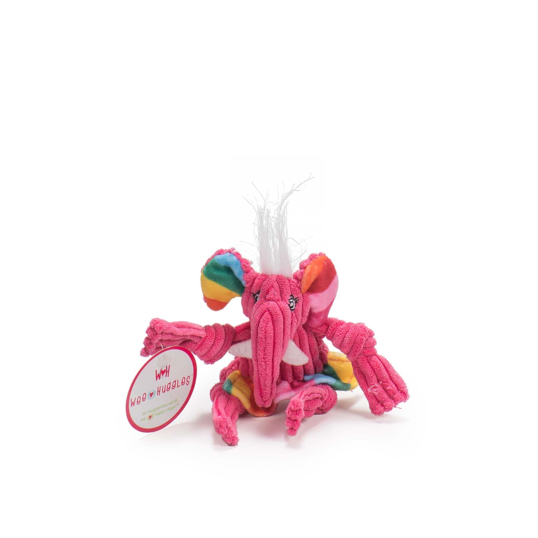 Hugglehounds Rainbow Knottie Pink Elephant Wee 6' Dog Toy