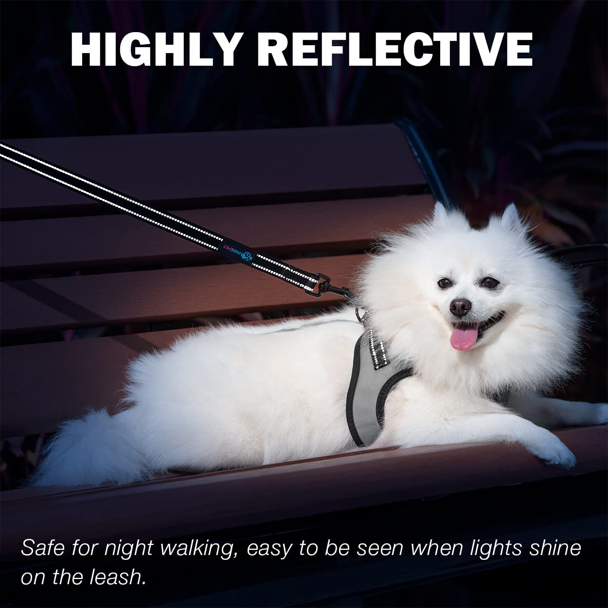 PHOEPET 5 Feet Heavy Duty Dog Leash - Reflective - Soft Padded Handle Traffic Grip for Extra Control (L,Pink)