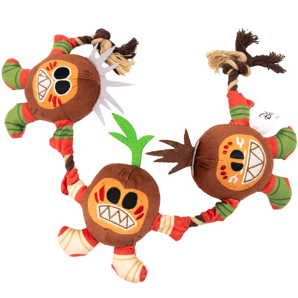 Buckle-Down Disney Dog Toy, Moana Kakamora Three Coconut Monster Poses, Plush Rope