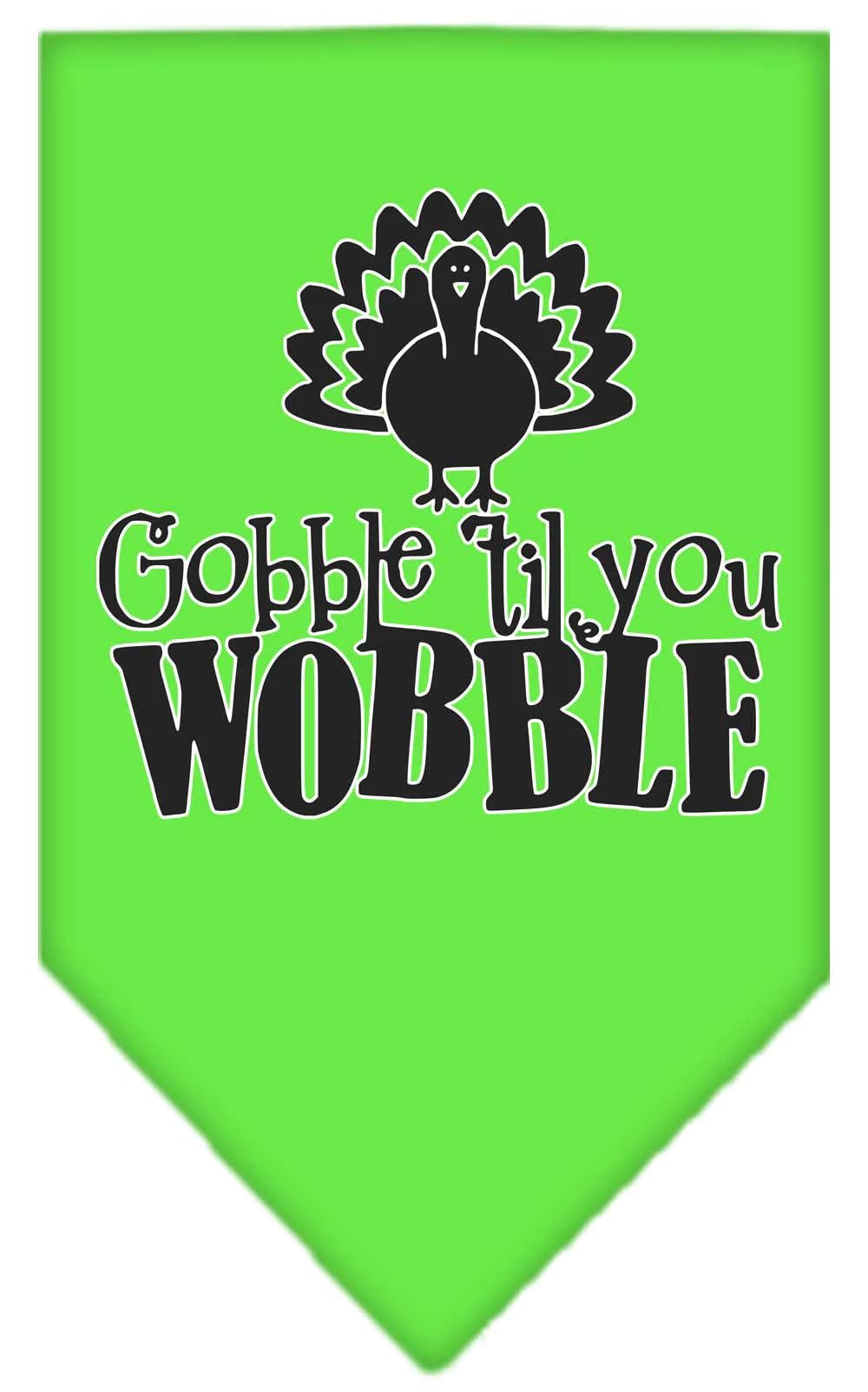 Mirage Pet Product Gobble til You Wobble Screen Print Bandana Lime Green Large