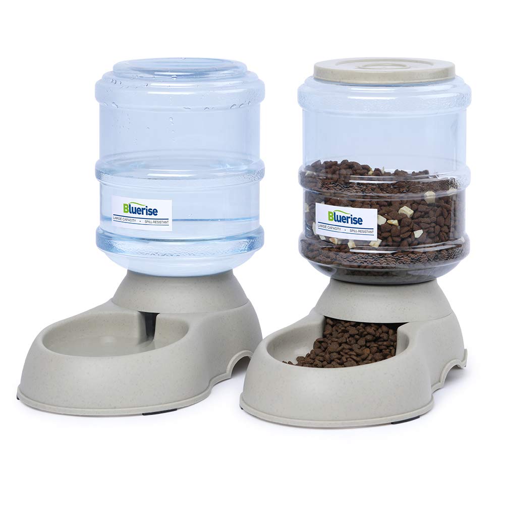 BLUERISE Pet Feeder and Water Food Dispenser Automatic for Dogs Cats, 100% No BPA, Gravity Refill, Easily Clean, Self Feeding fo