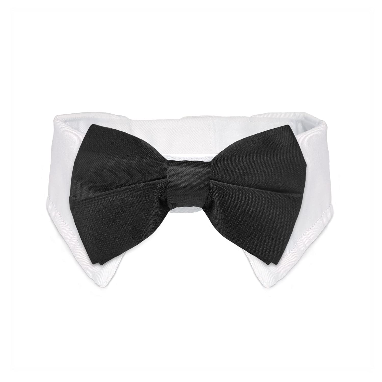 Cat Tuxedo Collar, Koolmox Black Dog Bow Tie With Handcrafted Adjustable Suit White Collar, Formal Puppy Bow Tie Tux Collar For Small Boy Pets Weddings Birthday Easter Photography Grooming Bows
