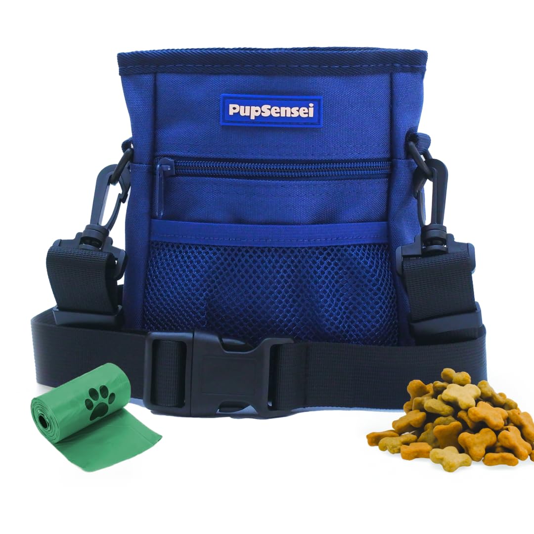 PupSensei Dog Treat Pouch, Durable Oxford Polyester, No-Spill Magnetic Closure, Treat Pouches for Pet Training with Metal Clip, 