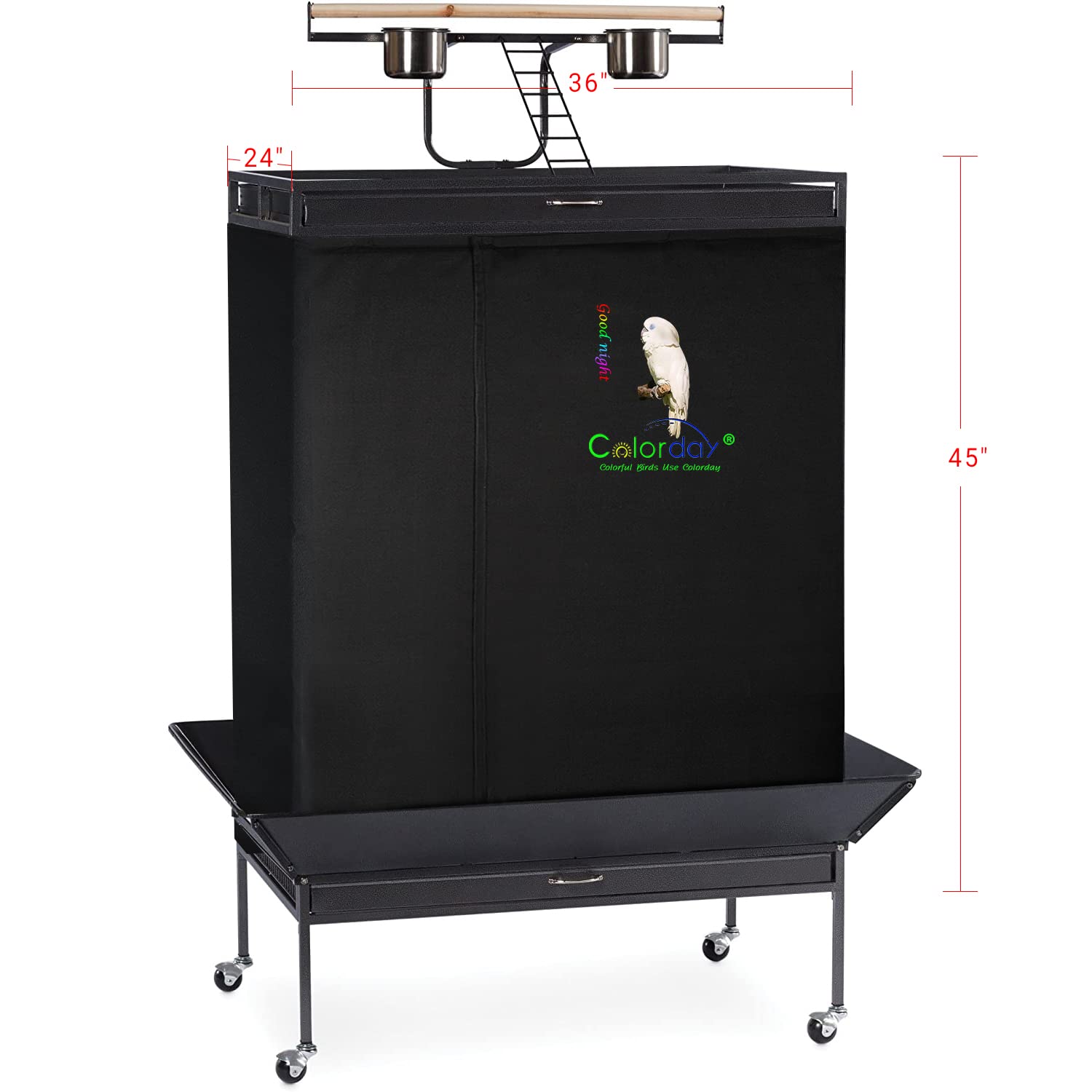 Colorday Good Night Bird Cage Cover For Large Bird Cage With Play Top (Patent Pending), (Extra Large, Black)