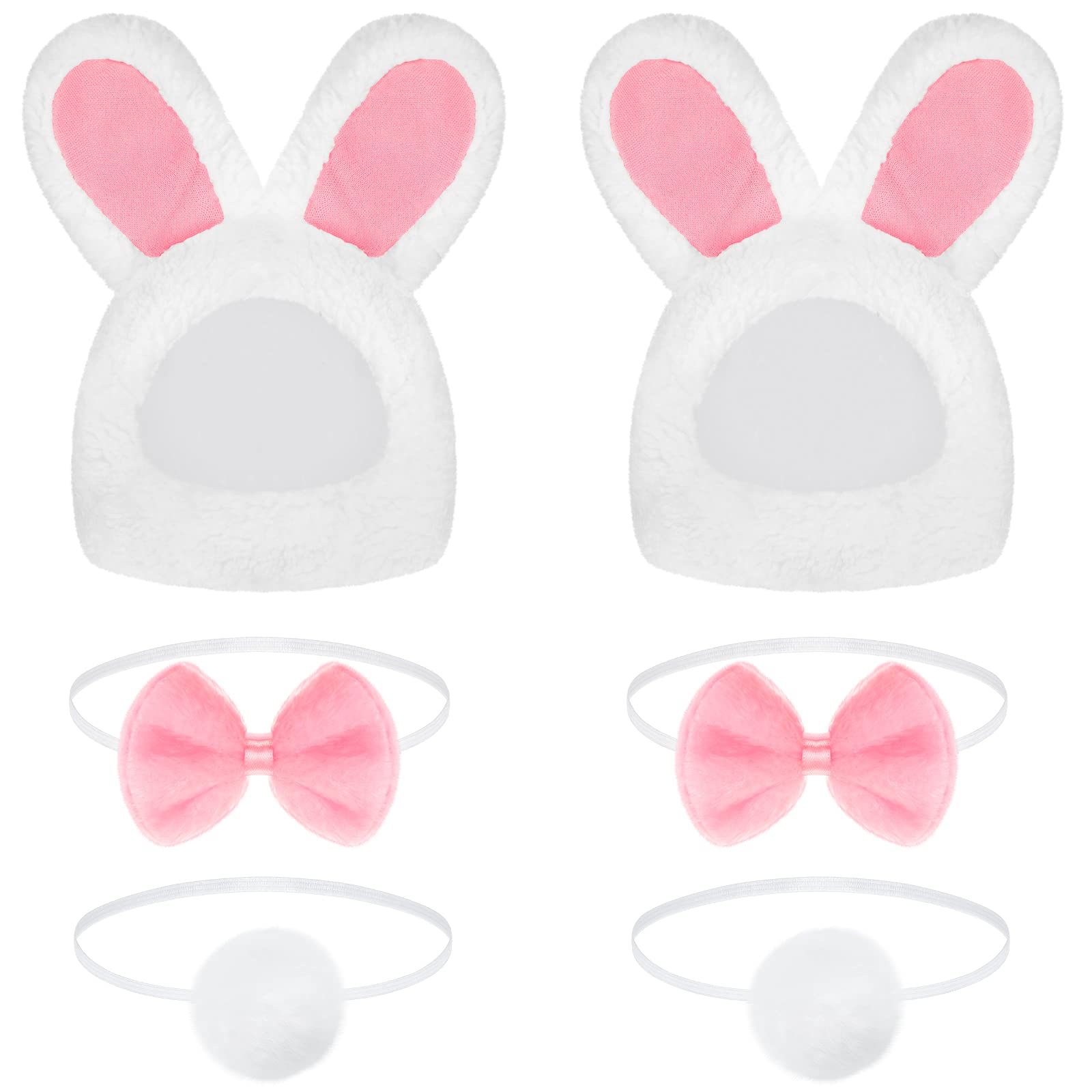 6 Pieces Easter Cute Costume Bunny Rabbit Hat With Ears Cat Bowtie Collar Tail For Cats And Small Dogs Party Costume Easter Pet 