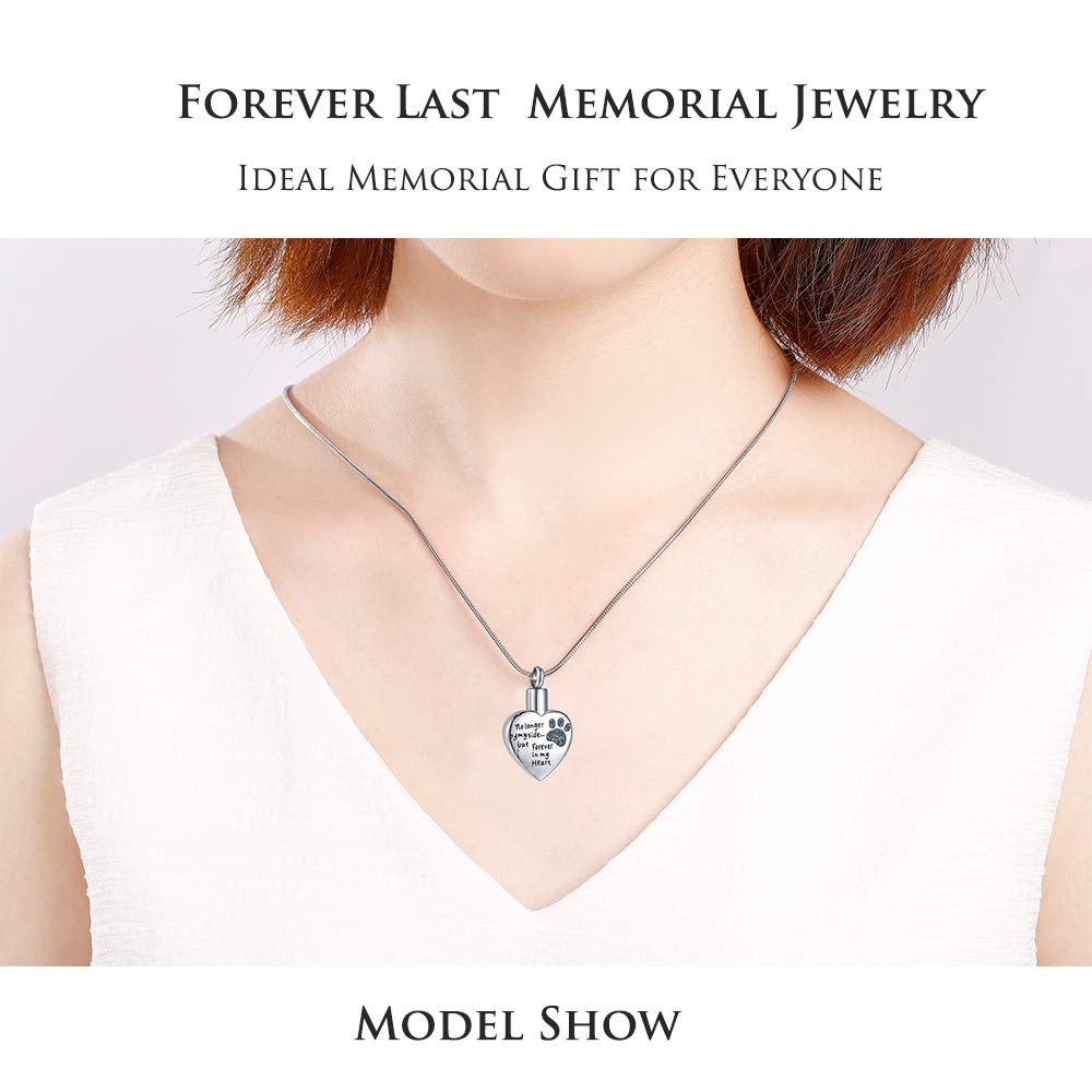 Rimzviux Blue Heart Urn Necklace For Ashes Dog Cat Urns Pet Cremation Jewelry For Ashes Cat Memorial Gift (Blue-Paw)