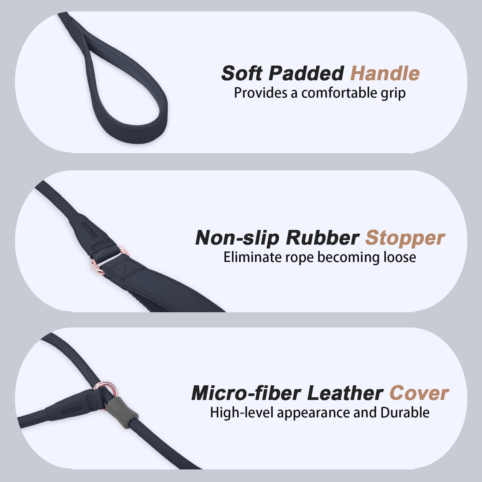 Slip Lead Dog Leash, Dog Training Leash With Double Handle, Soft Leather Slip Leash And Collar, Heavy Duty Nylon Dog Lead, No Pu