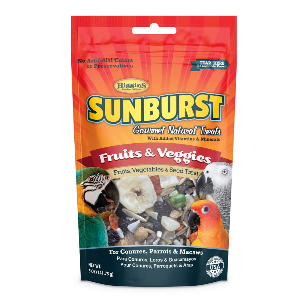 Higgins Sunburst Fruits & Veggies Gourmet Treats For Conures, Parrots & Macaws