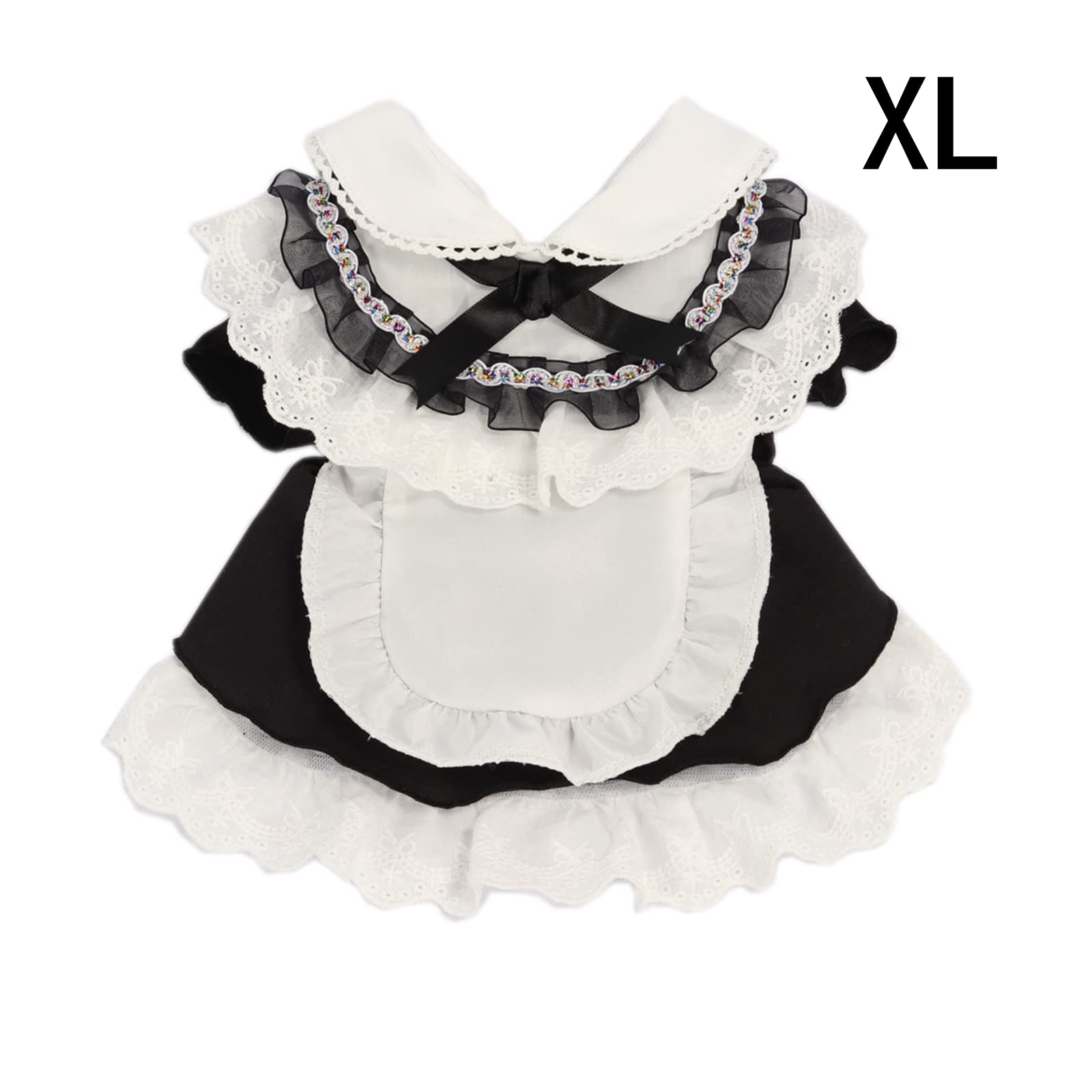 apott Pet Maid Outfit Cat Princess Dresses Adorable Costume with Headwear for Cats Dogs Birthday Party Black XL